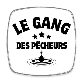 pêche, pêcheur, canne à pêche - Magnet carré - blanc - Devant