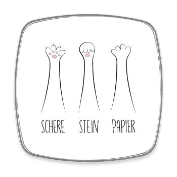 Schere Stein Papier - Viereckiger Kühlschrankmagnet - Weiß - Vorne