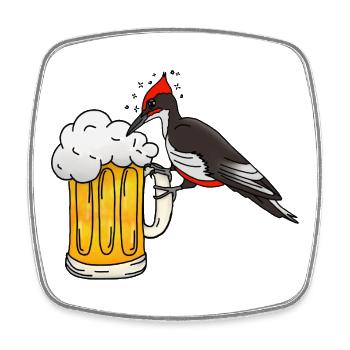 Specht mit Bierkrug  - Viereckiger Kühlschrankmagnet - Weiß - Vorne