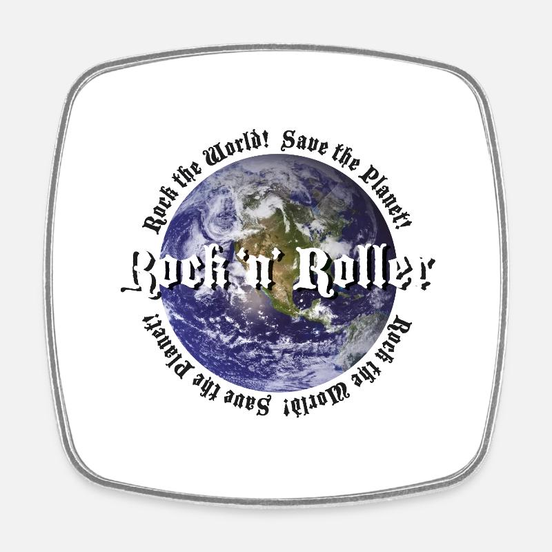Rock the World Save the Planet - Square fridge magnet - white
