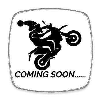 coming soon santa claus Weihnachtsmann Wheelie - Viereckiger Kühlschrankmagnet - Weiß - Vorne
