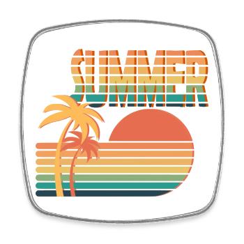 Retro Sonnenuntergang Sommer Vibe Design - Viereckiger Kühlschrankmagnet - Weiß - Vorne