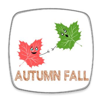 Autumn Fall Funny Maple Leaf Joke Cartoon Design - Square fridge magnet - white - Front