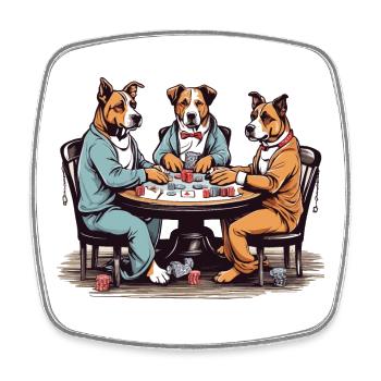 Drei Hunde Spielen Poker - Viereckiger Kühlschrankmagnet - Weiß - Vorne
