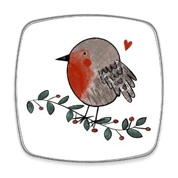Robin Love - Square fridge magnet - white - Front