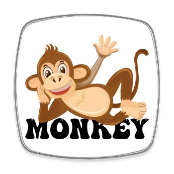 Fröhliche Monkey Lounge Illustration - Viereckiger Kühlschrankmagnet - Weiß - Vorne