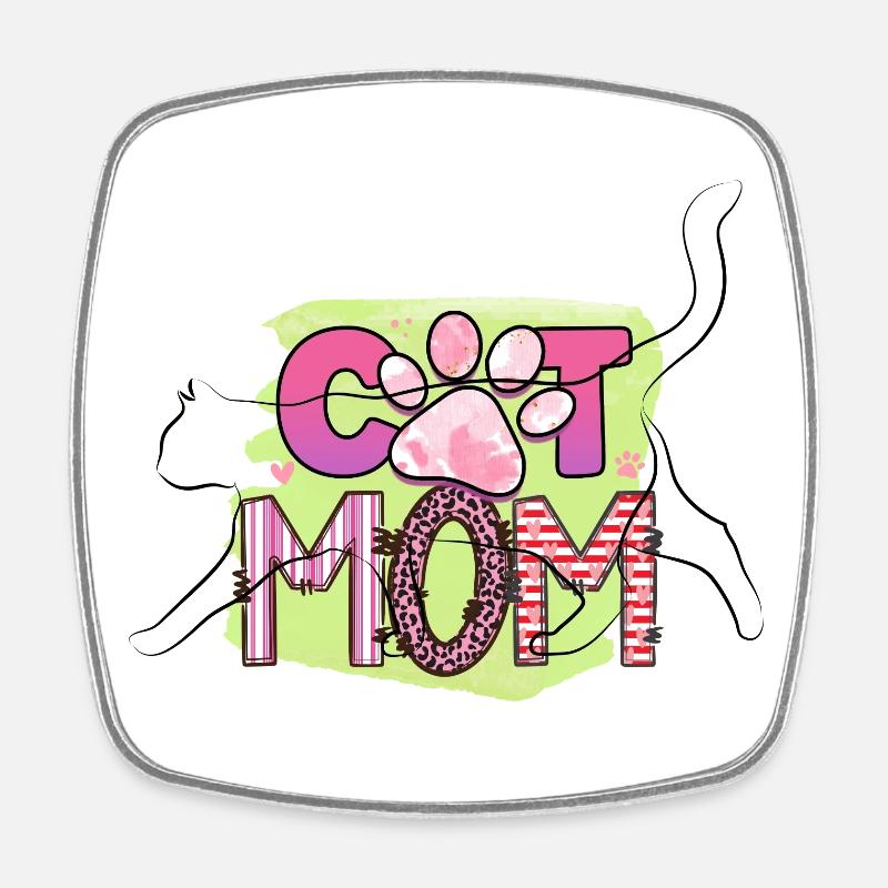 Cat Mom - Square fridge magnet - white