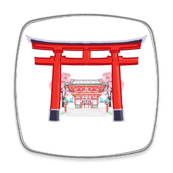 Torii Japan, Kyoto, Fushimi Inari Shrine - Taisha - Square fridge magnet - white - Front