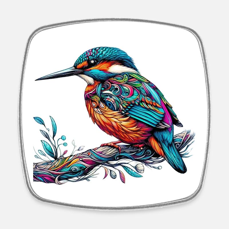 Eisvogel - Viereckiger Kühlschrankmagnet - Weiß