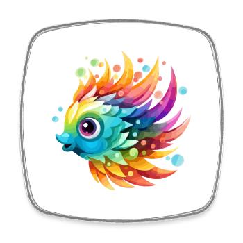 Drôle de poisson coloré - Magnet carré - blanc - Devant