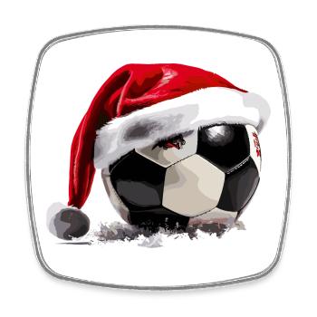 Football Noël Père Noël chapeau boule - Magnet carré - blanc - Devant