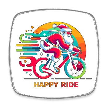 Lebendiger Weihnachtsmann Radfahren Illustration - Viereckiger Kühlschrankmagnet - Weiß - Vorne
