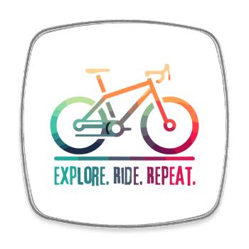 Explore Ride Repeat - ein Projekt für den Radfahrer - Viereckiger Kühlschrankmagnet - Weiß - Vorne