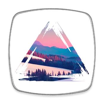 Pastel Mountain Sonnenuntergangsdreieck - Viereckiger Kühlschrankmagnet - Weiß - Vorne