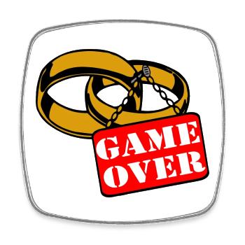 Bachelor Party Bachelor Party Marriage Shield game over (25) - Square fridge magnet - white - Front
