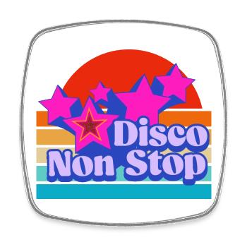 Non-stop disco! fresh and french touch music! - Square fridge magnet - white - Front