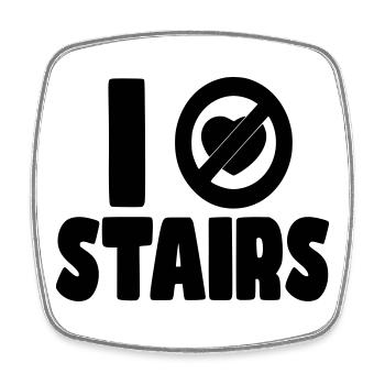 Ich hasse Treppen. Ich hasse Treppen. Humor im Rollstuhl * - Viereckiger Kühlschrankmagnet - Weiß - Vorne