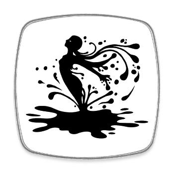 Silhouette et encre de chine - Magnet carré - blanc - Devant