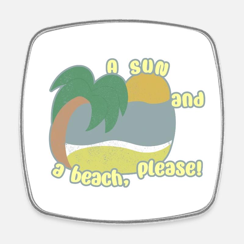 Sun and Beach - Square fridge magnet - white