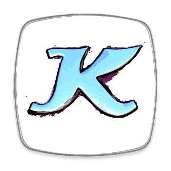 Buchstabe K - Viereckiger Kühlschrankmagnet - Weiß - Vorne