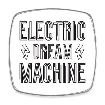 Electric Dream Machine Typ 2 Supercharge Elektro - Viereckiger Kühlschrankmagnet - Weiß - Vorne