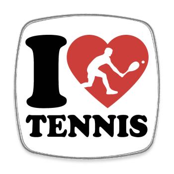 J’aime le tennis Typo - Coeur - Hobby - Magnet carré - blanc - Devant