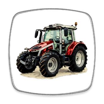 Traktor - Viereckiger Kühlschrankmagnet - Weiß - Vorne