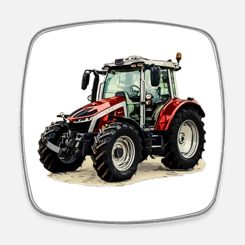 Tracteur - Magnet carré - blanc