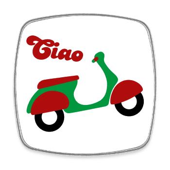 Roller Ciao Italien Urlaub Lebensfreude Fan happy - Viereckiger Kühlschrankmagnet - Weiß - Vorne