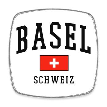 Basel Switzerland Flag - Square fridge magnet - white - Front