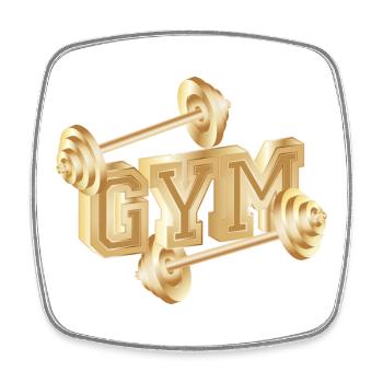 goldfarbene Hantel Typografie für Gym-Begeisterte - Viereckiger Kühlschrankmagnet - Weiß - Vorne