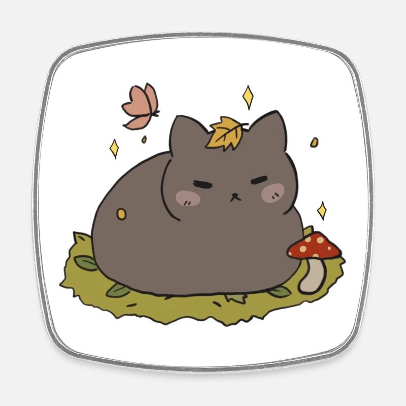 Autumn Cat - Square fridge magnet - white