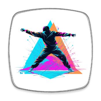 Retro Farben Breakdance - Viereckiger Kühlschrankmagnet - Weiß - Vorne