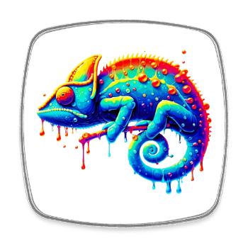 Chameleon - Square fridge magnet - white - Front