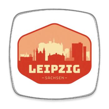 Leipzig Sachsen – Skyline mit Kulturflair  Beschre - Viereckiger Kühlschrankmagnet - Weiß - Vorne