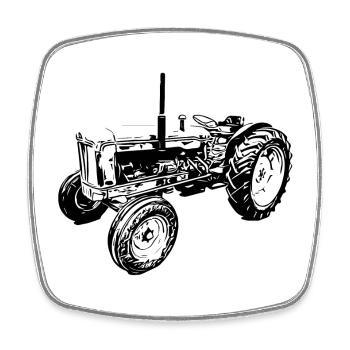 Tracteur Super Major 6 - Magnet carré - blanc - Devant