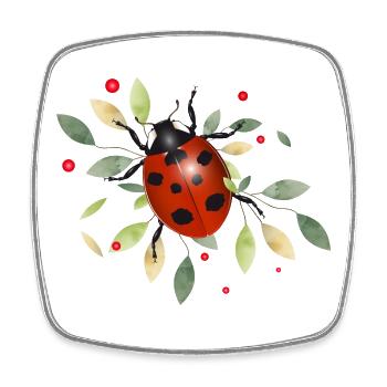 coccinelle rougeoyante avec des feuilles vertes - Magnet carré - blanc - Devant