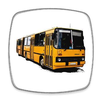 Gelber Ikarus Bus Z80 - Viereckiger Kühlschrankmagnet - Weiß - Vorne