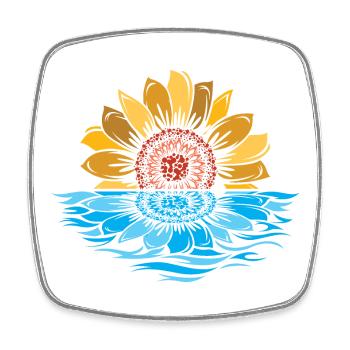 Tournesol, Mer, Coucher De Soleil, Fleurs, L’Eau - Magnet carré - blanc - Devant
