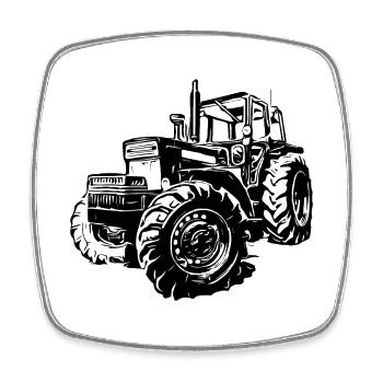 BM 814 Turbo Tractor - Square fridge magnet - white - Front