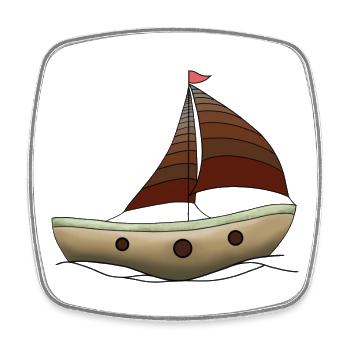 Boot - Viereckiger Kühlschrankmagnet - Weiß - Vorne