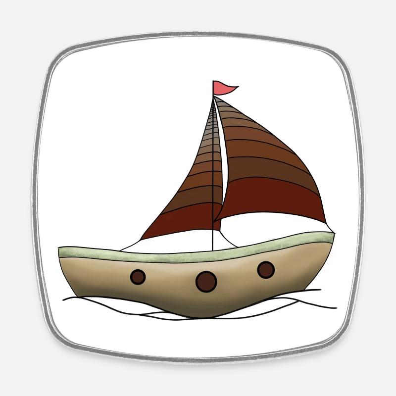 Bateau - Magnet carré - blanc