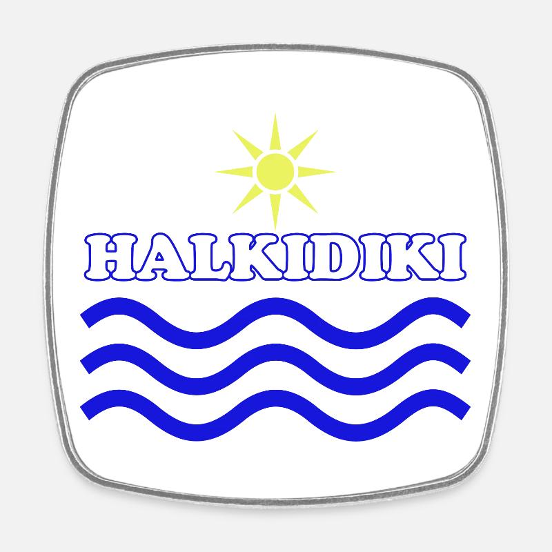 Halkidiki Sun Sea Waves Logo - Square fridge magnet - white