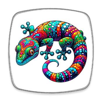 Gecko - Viereckiger Kühlschrankmagnet - Weiß - Vorne