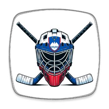 Eishockey Slowenien Flaggen Helm Sport - Viereckiger Kühlschrankmagnet - Weiß - Vorne