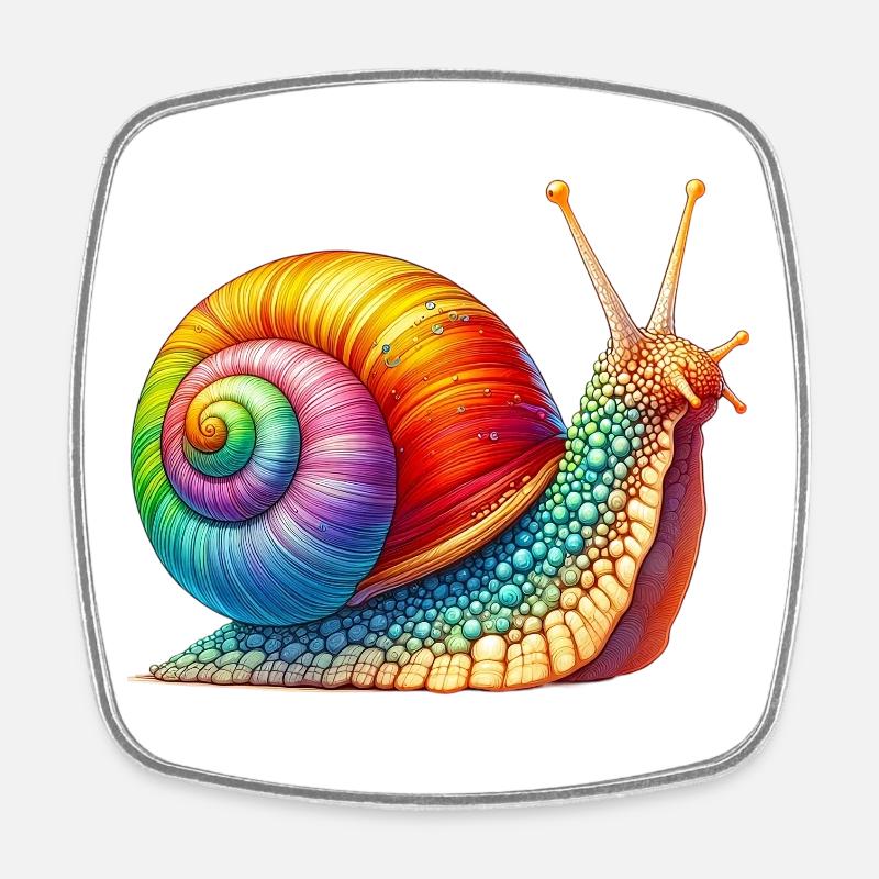 Escargot - Magnet carré - blanc