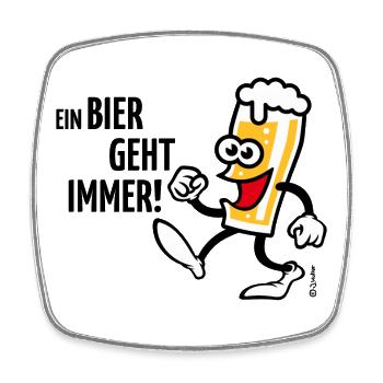 XEin Bier Geht Immer! (Bierchen Cartoon Smile 4C) - Viereckiger Kühlschrankmagnet - Weiß - Vorne