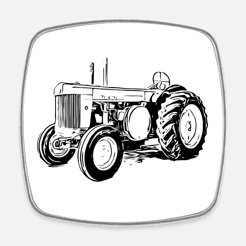 Model R Traktor - Viereckiger Kühlschrankmagnet - Weiß