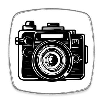 Camera Drawing - Square fridge magnet - white - Front