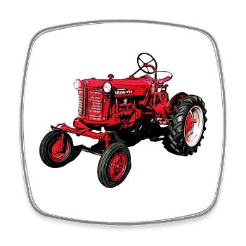 Alter Farmall Cub Traktor - Viereckiger Kühlschrankmagnet - Weiß - Vorne